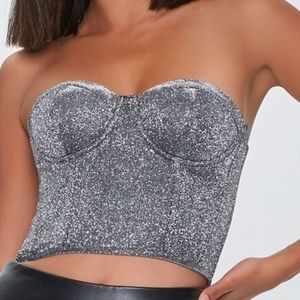Silver glitter cropped bustier